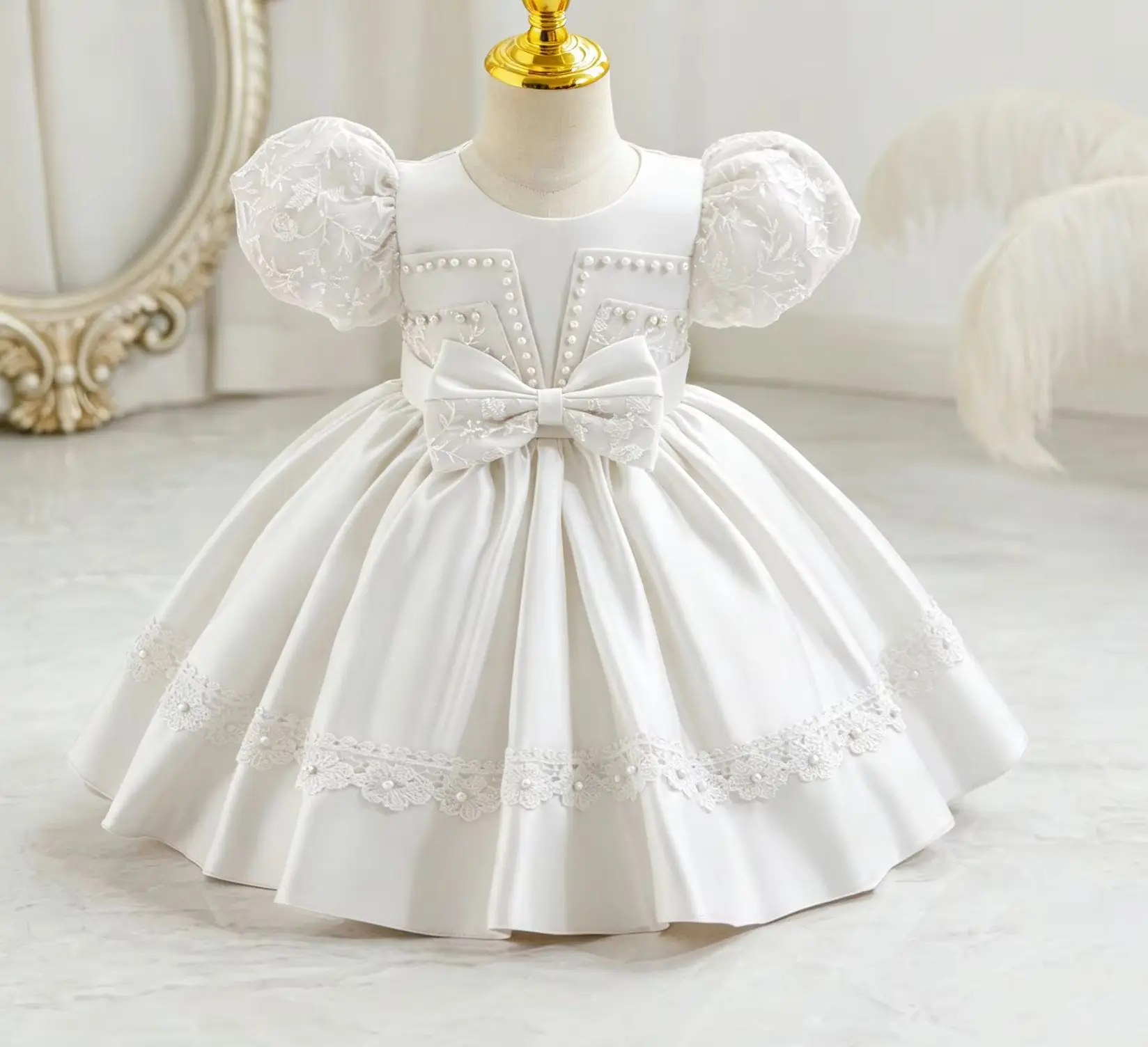 Baby Girl Princess Dress for Occasions Girls' Party Dresses Beading Embroidery Kid Clothes 6M- 4 Years