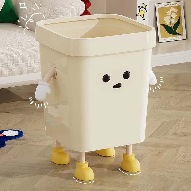 

Cute Home Square Trash Can - Large-Capacity Open-Top Waste Basket w/Press Ring, for Living Room, Bathroom, Kitchen | Stylish