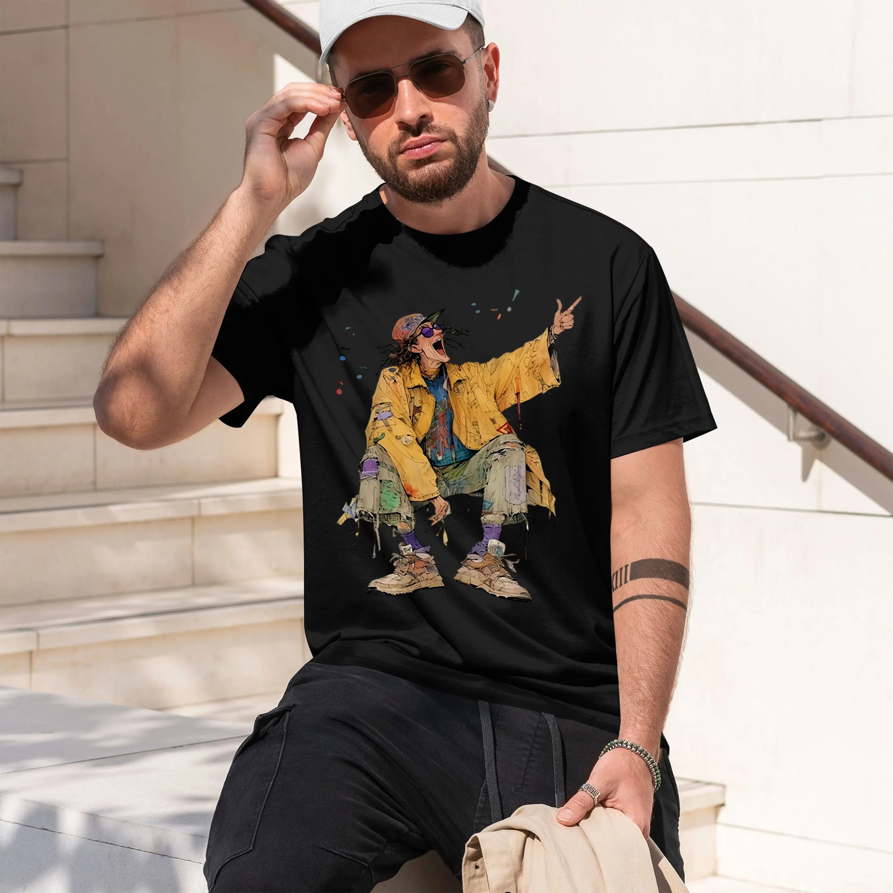 2026 New Model Men's 100% pure cotton summer loose fitting d Paris print casual slim fit round neck short sleeved T-shirt