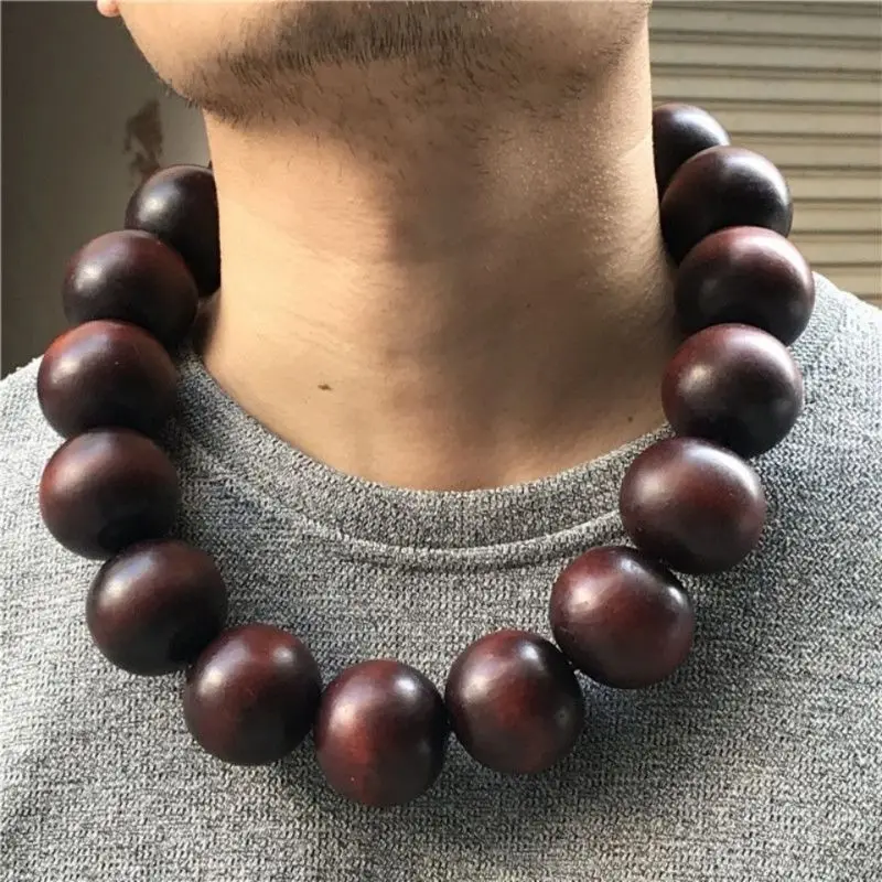 

Премиум натуральный красный сандал 40 мм очень большие бусины Lu Zhi Shen мужские смелые подвесные ожерелья на шею коллекционные украшения