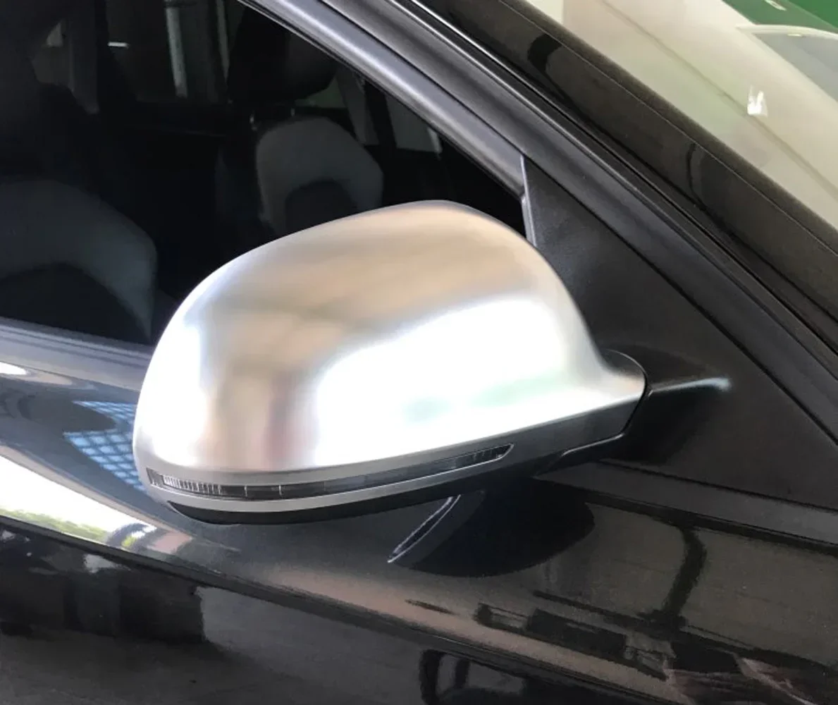 

2Pcs Matte Chrome Silver Rearview Mirror Cover For Audi A4 B8 09-12 A3 A5 A6 Q3 Car Mirror Cover Protection Cap Car Styling