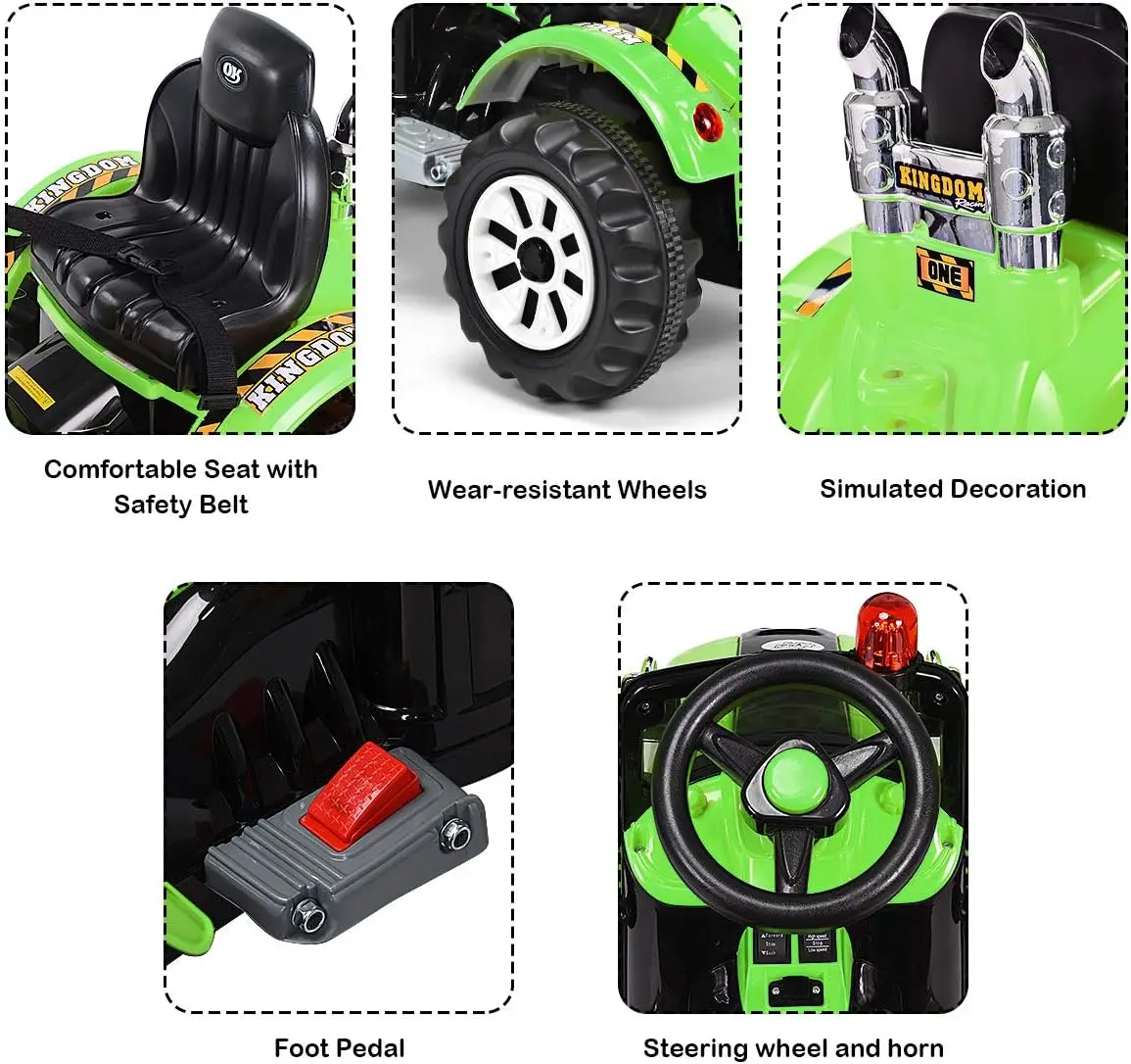 Ride on Excavator, véhicules de construction alimentés par batterie 12 V pour enfants avec chargeur avant, klaxon, ceinture de sécurité, roues sur chenilles, Ride