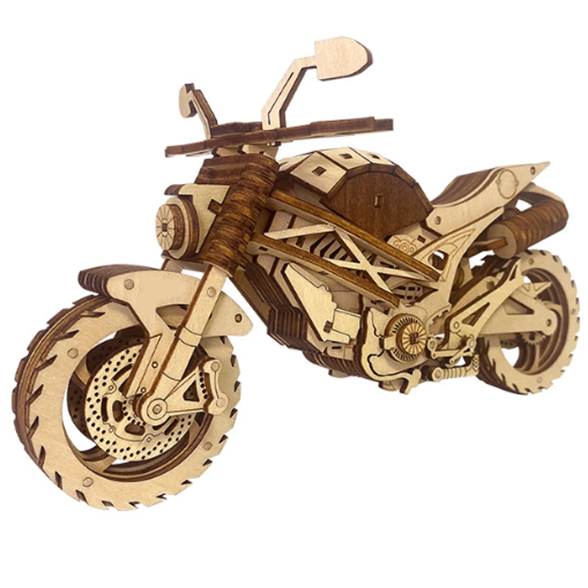 Motorcycle 3D Car Wooden Puzzle Scale Model,DIY Model Kit, Handcraft Gift,Home Decoration,Mechanical Model Kit, Building Toy