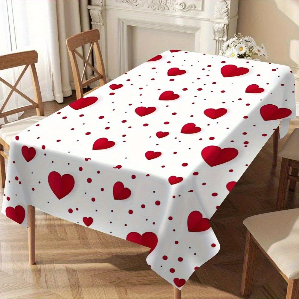 Valentine's Day heart pattern tablecloth. The ideal choice for creating a romantic atmosphere. Polyester fabric tablecloth.xzj