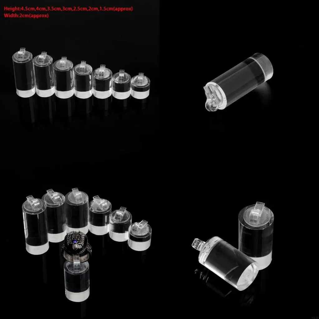

91AF 7Pieces Finger Ring Display Holder Decor Acrylic Jewelry Stand Rack Accessories