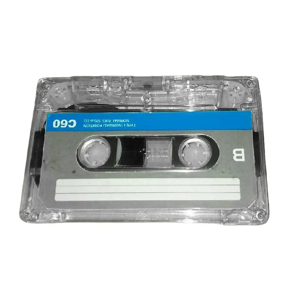 60 Minutes Standard Cassette Blank Tape Player With Magnetic Audio Tape Clear Storage Box Vintage Music Voice Recording Media