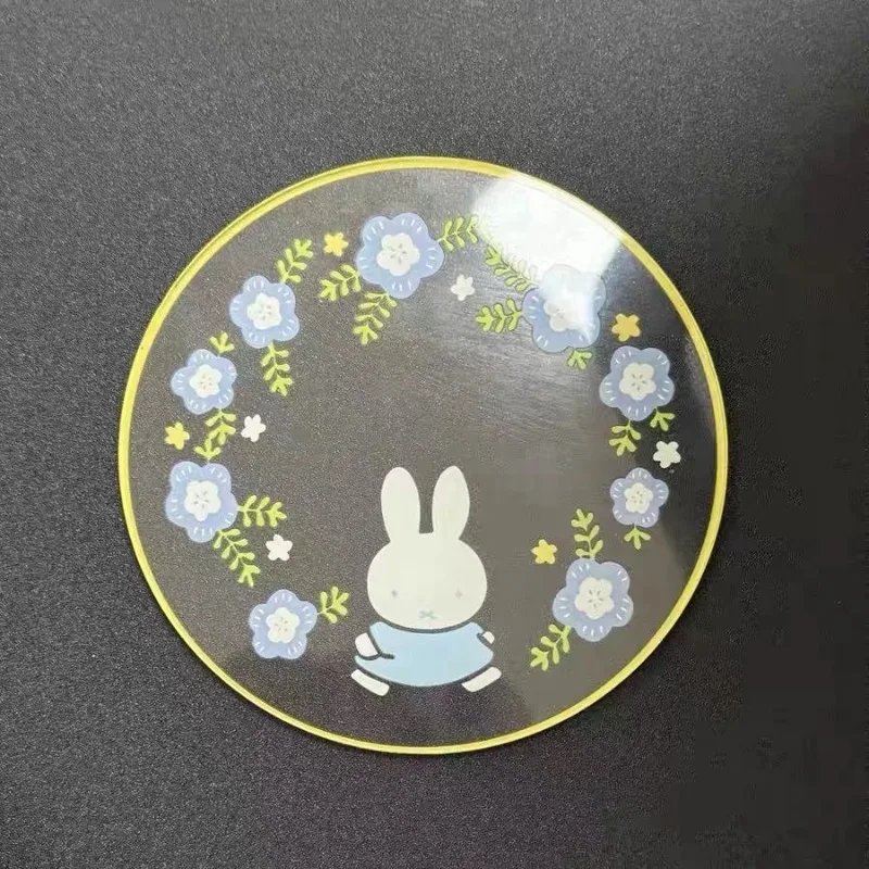 Miffy Kawaii Anime Cartoon Rabbit Acrylic Coasters Cup Lid Universal Mug Omnipotent Dustproof Water Cup Lid Accessories Round