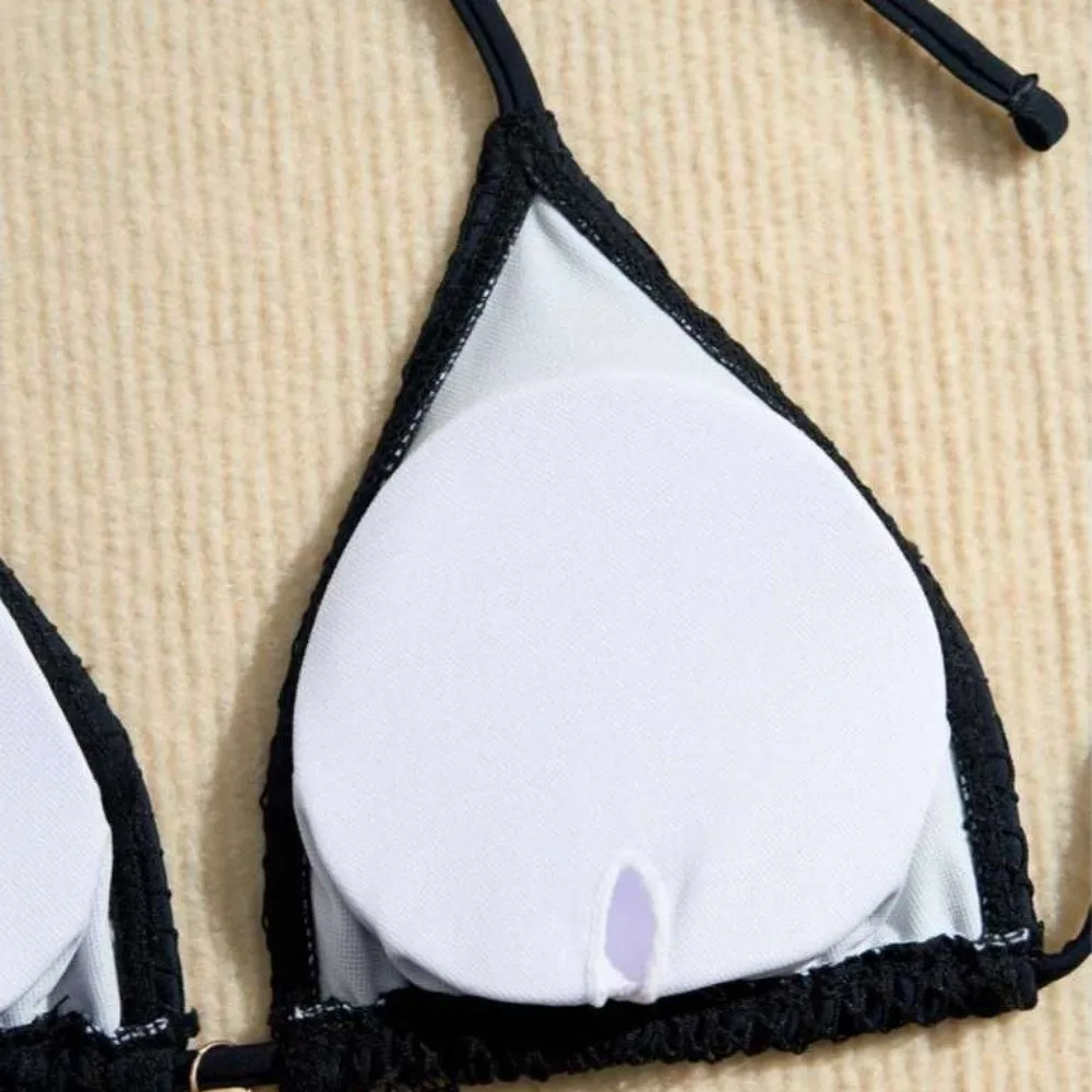 

Casual Mesh 3 in 1 Swimwear Set Lace Up Deep-V Bikini Bathing Suit Beachwear Clothing Slim Fit Sleeveless Swimsuit Ladies