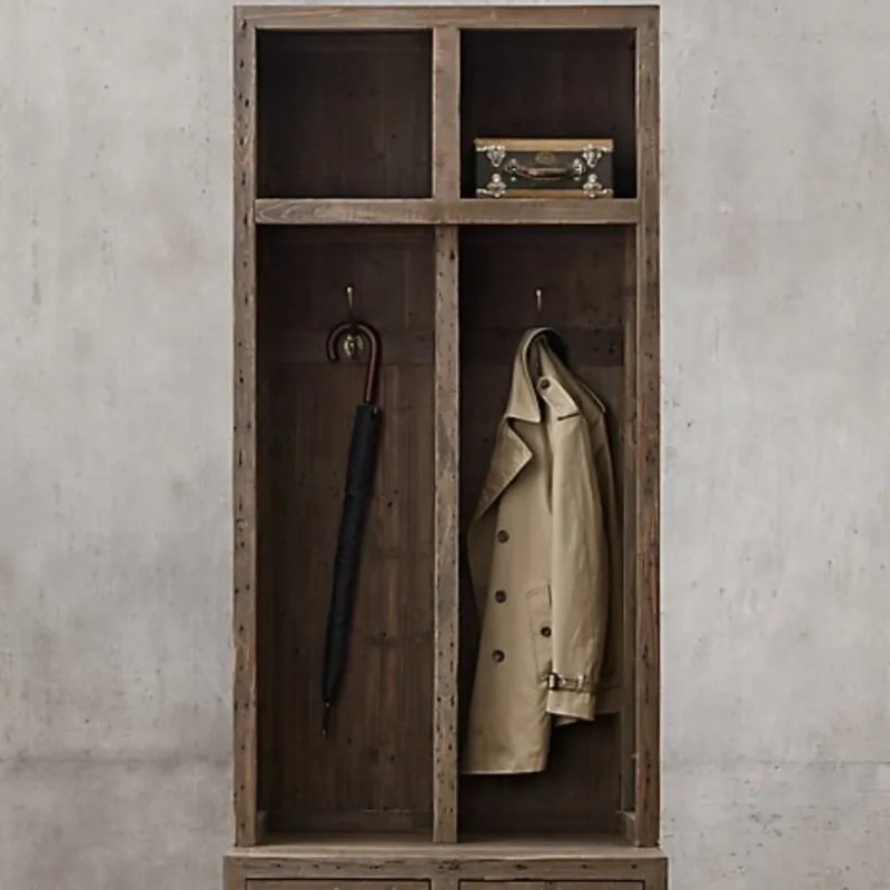 Solid wood oak wardrobe, American simple home wardrobe