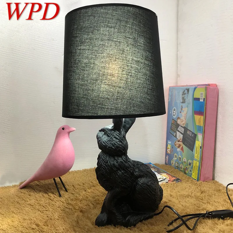 WPD Nordic Table Lamp Modern Creative Resin Desk Light LED Rabbit Shape Decorative for Home Children Bedroom Living Room