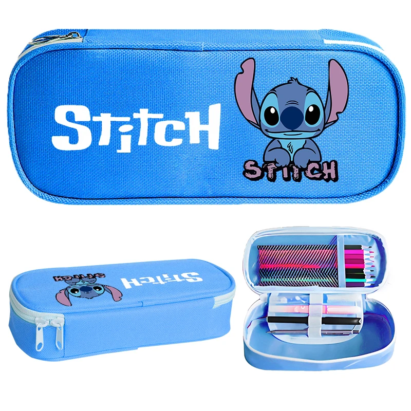 Stitch Disney Kids Print Pencil Box Stationery Penbag Pencilcase Oxford Cloth Student Supplies Cartoon Anime Boys Girls Gifts