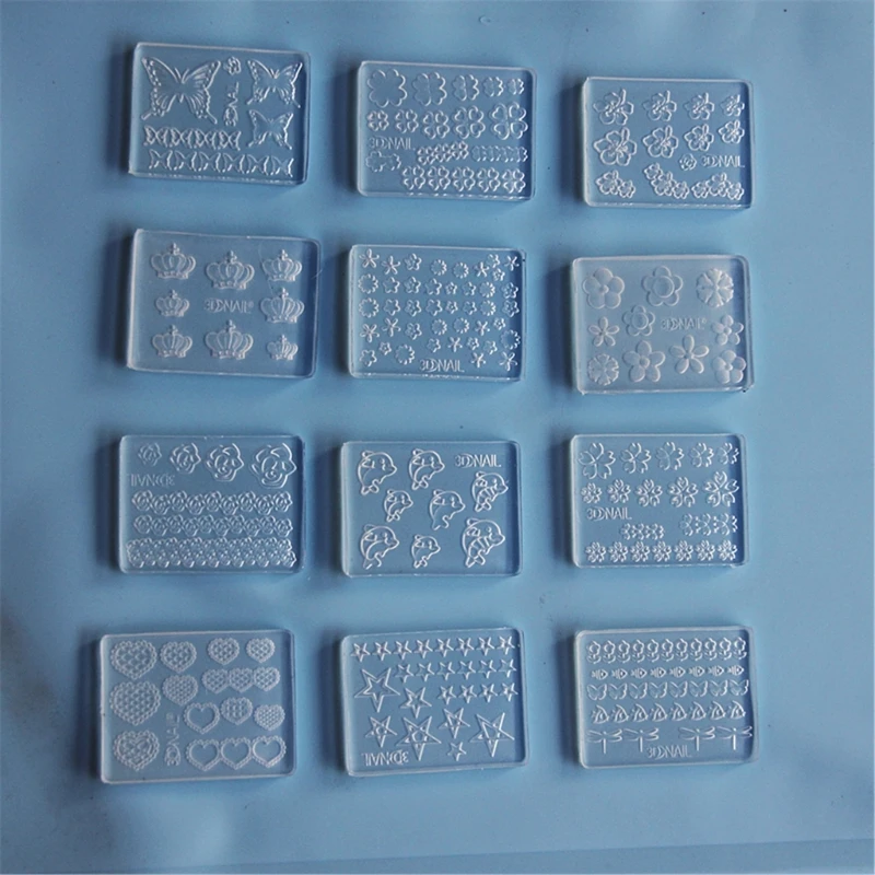 ZB91 12Pieces Creative Nail Art Silicone Molds Suitable for Resin Leaves Plant Designs Silicone Crafting Molds Nail Accessory