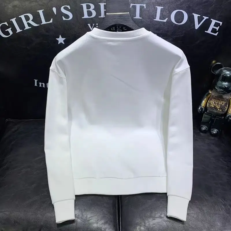 Spring Autumn Men\'s Trendy Simple Casual All Match Sweatshirt Y2K Streetwear Round Neck Long Sleeve Pullovers Male Loose Hoodies