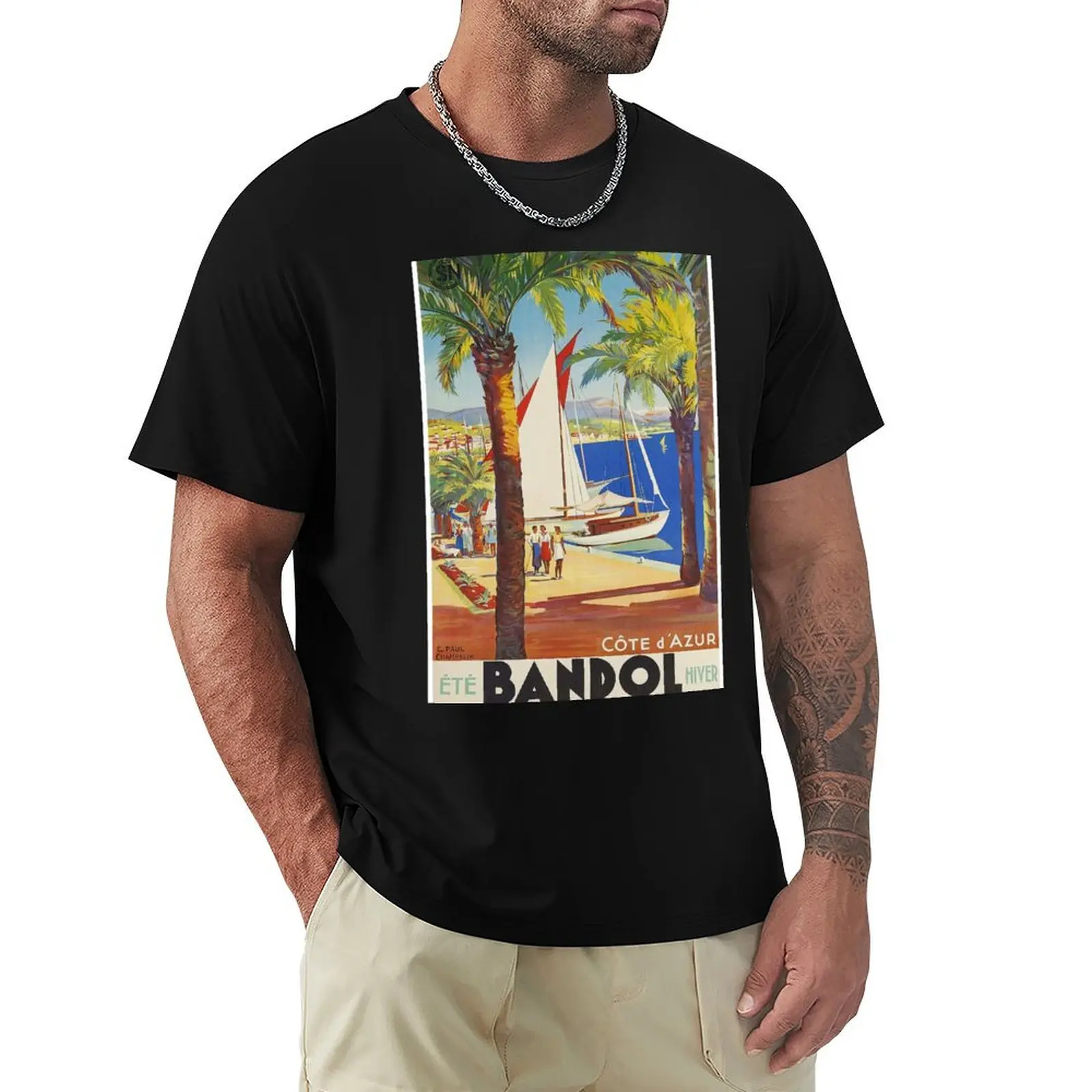 

Bandol France Vintage Travel Poster T-Shirt vintage t shirts Man t-shirt rapper graphic tees anime t shirts Men's t-shirts