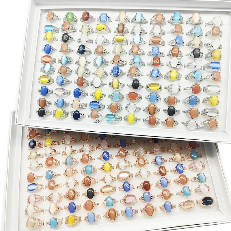 20 teile/los Großhandel Mix Farbe Opal Fingerringe für Frauen Mode oval großen blauen Stein hohl Design Schmuck Party Hochzeits geschenke – Detail 7