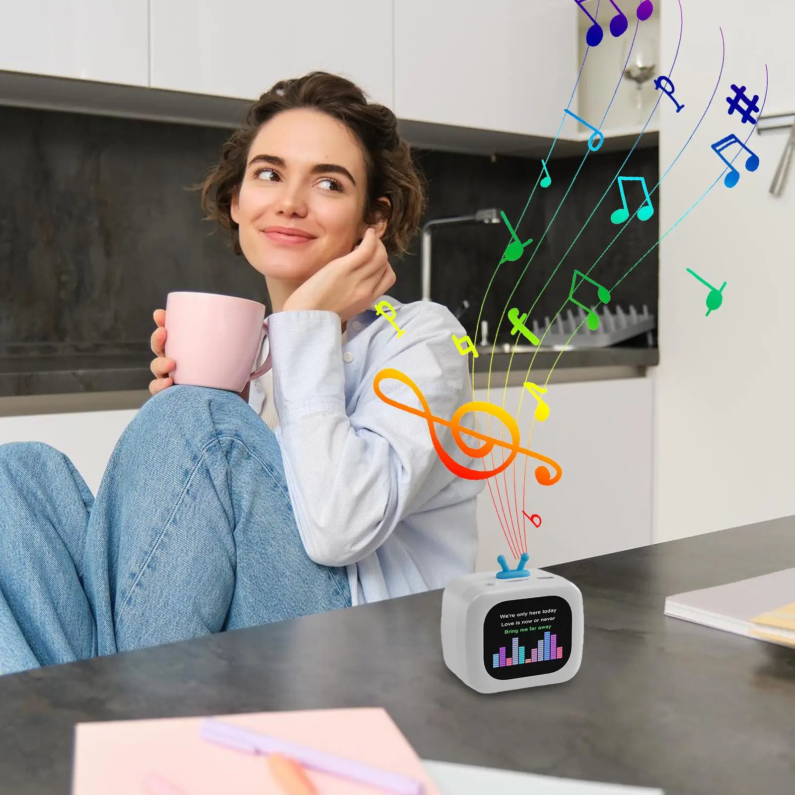 Динамик для путешествий, ТВ-образный уличный динамик, беспроводное многоцелевое аудиоустройство с сенсорным экраном для кемпинга, пляжа, колледжа, тренажерного зала, пешего туризма