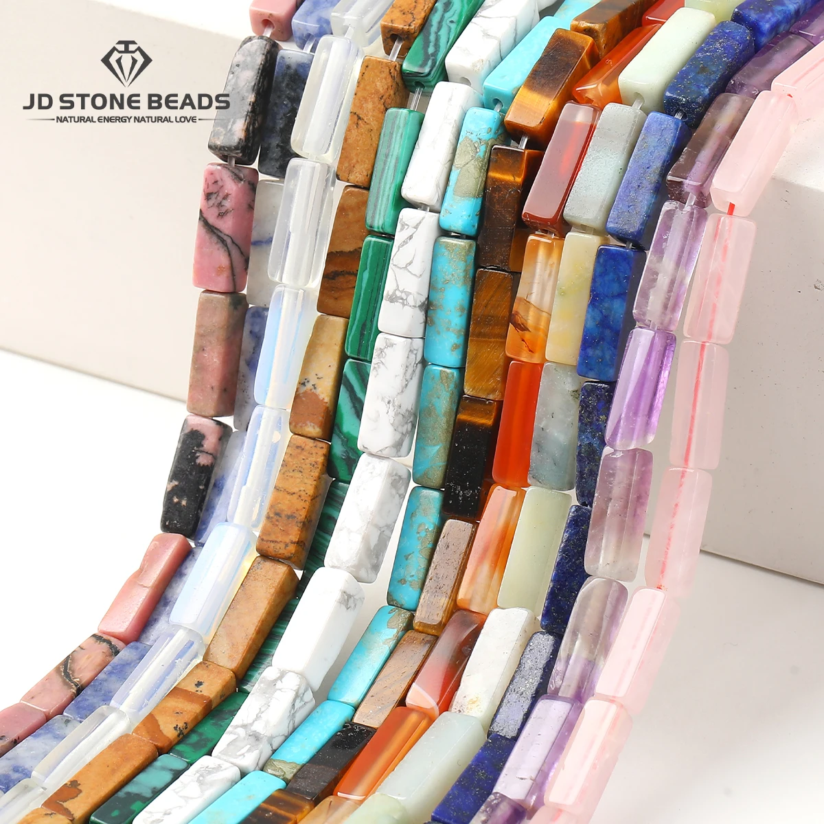 

4x13mm Natural Stone Tube Rectangle Bead Amethyst Turquoise Loose Spacer Bead for Jewelry Making DIY Necklace Bracelet Accessory