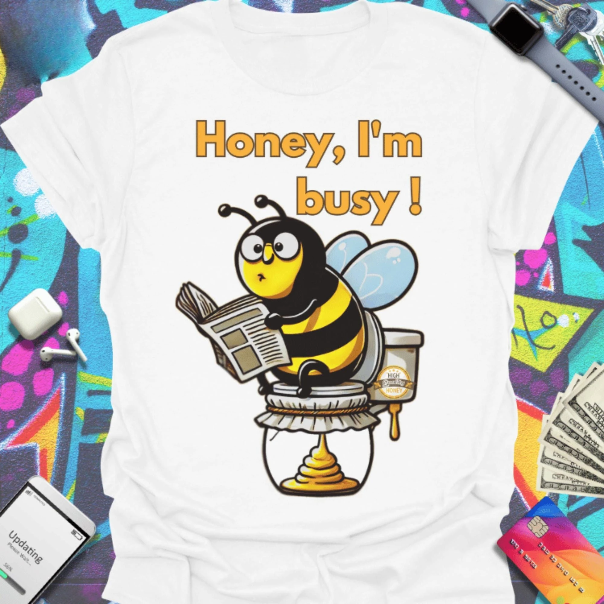 

Винтажная футболка унисекс с рисунком Bee Produces Honey, 100% качественная толстая хлопковая футболка с короткими рукавами, повседневная свободная уличная одежда, повседневная одежда
