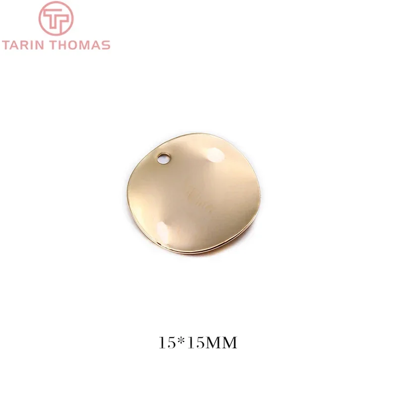 (231)20PCS 24K Gold Color Plated Brass Round Disk Pendants Charms for DIY Jewelry Making Findings Accessories