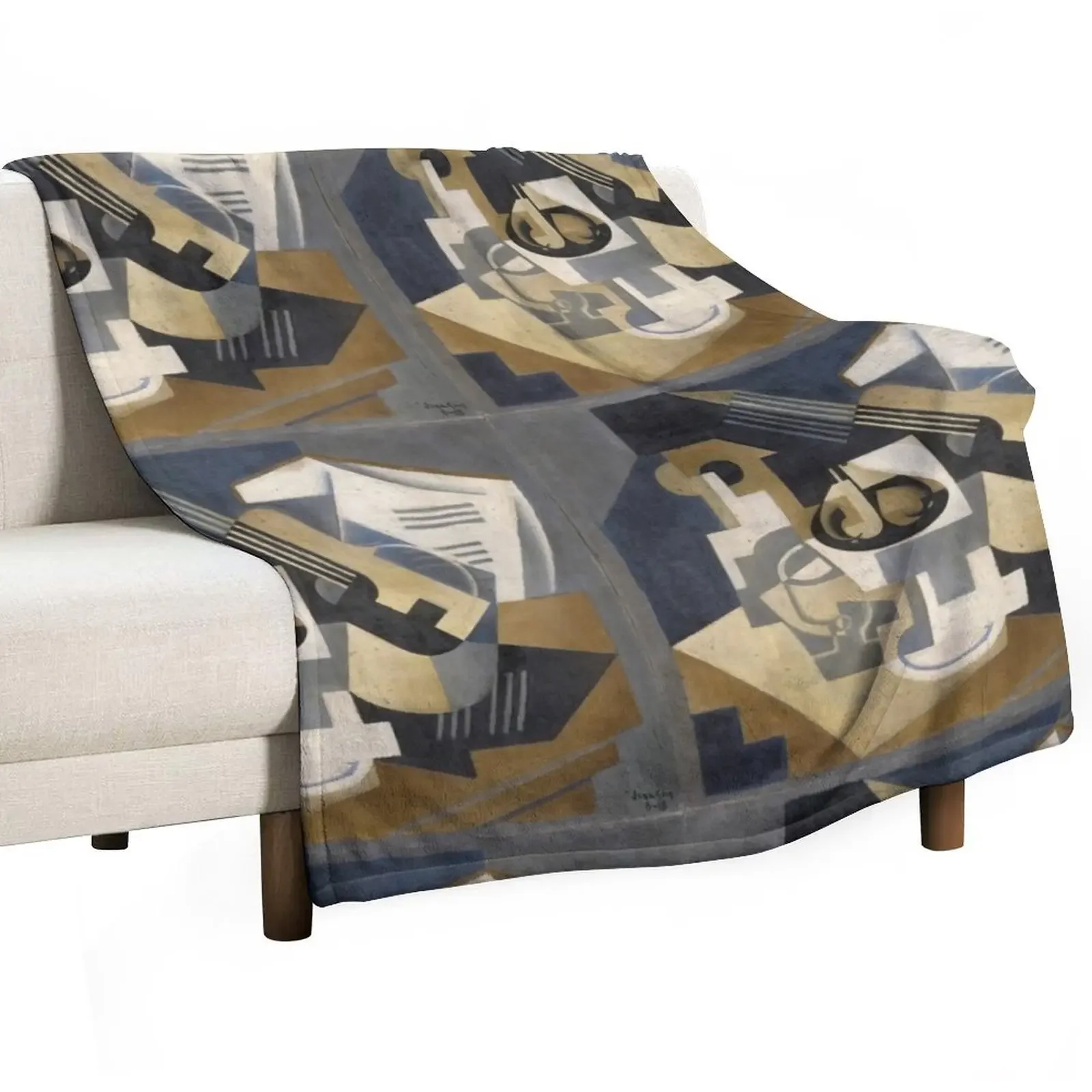 Juan Gris Guitar and Fruit Bowl on a Table - Guitar and Fruit Bowl Throw Blanket decorative Softest Blankets