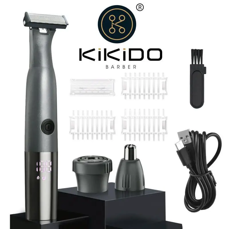 

KIKIDO Мужская бритва IPX4, водонепроницаемая портативная дорожная бритва с замком, модная 3 в 1, изысканная машинка для стрижки волос в носу, электробритва