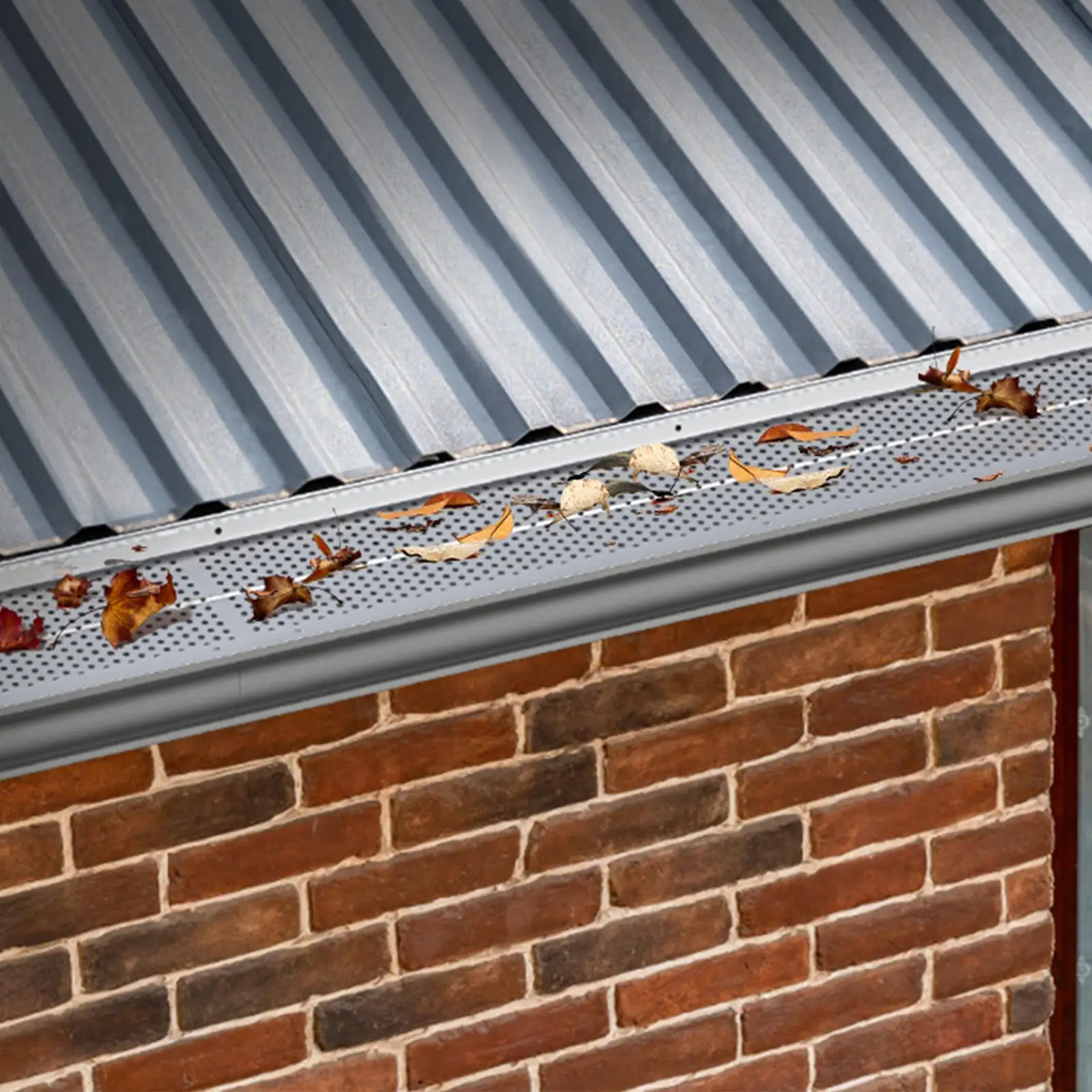 6 Inch Aluminum Gutter Guards 26 PCS 104 FT Leaf Filter Gutter Covers with 0.157 Inch Hole Diameter and 0.02 Inch Thickness for All Roof and Gutter Types