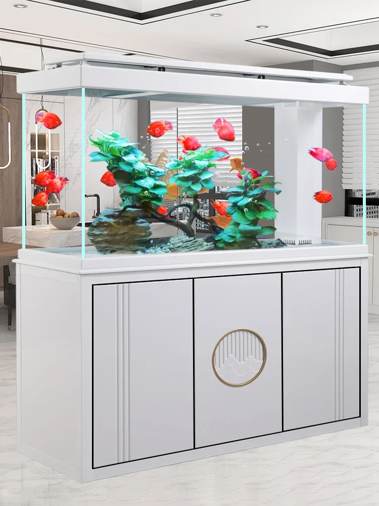 Fish Tank Medium and Large Living Room Super White Glass Aquarium Partition Screens Chinese Change Water Bottom Filter High-End