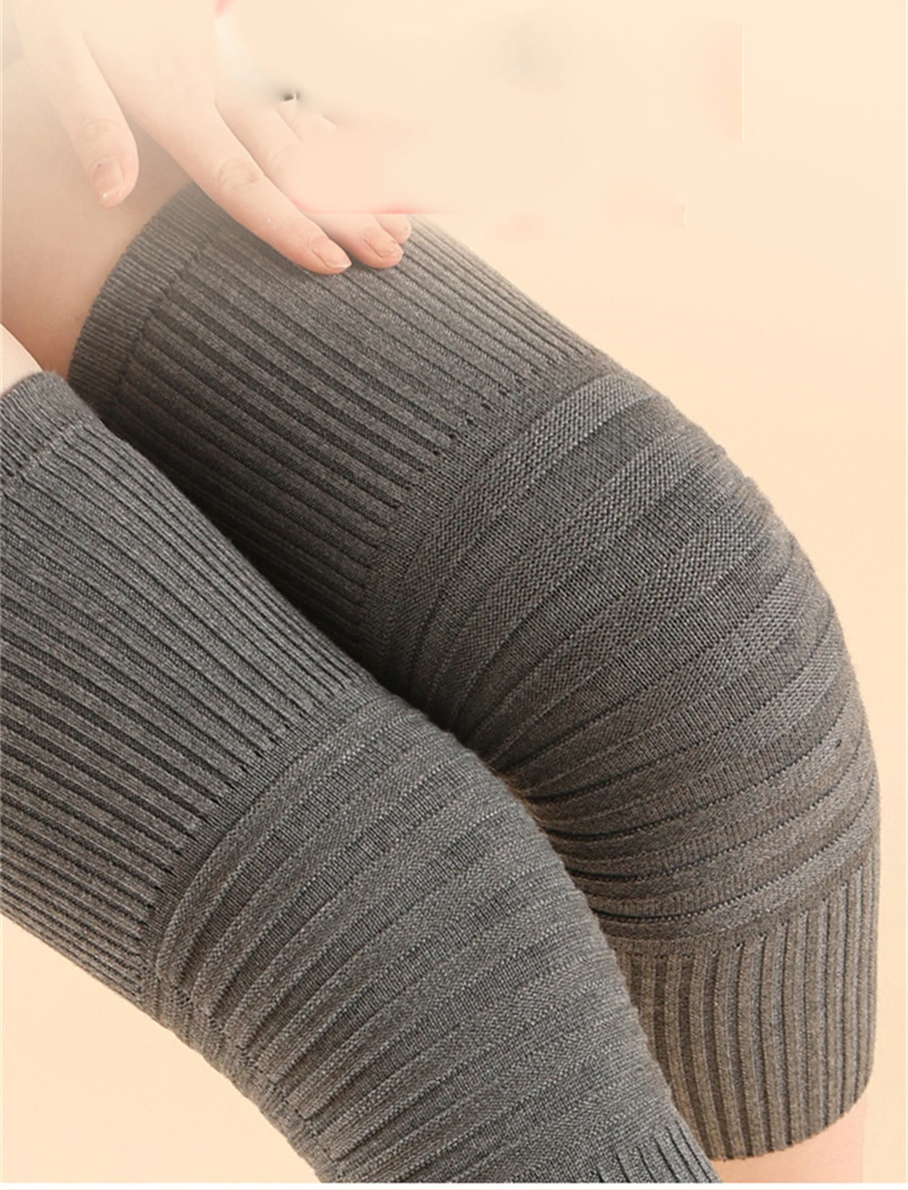 Autumn Winter Cashmere Knitted Warm Knee Pads Cold-proof Leggings Unisex Thick Riding Windproof Leg Warmer Knee Protector Sleeve