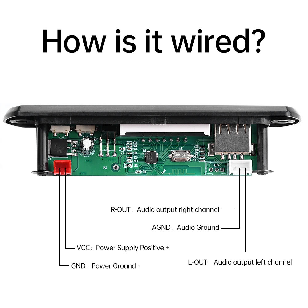 5V/12V Color Screen Amplifier Bluetooth DIY WAV Decoder Board Wireless Car MP3 Player TF Card Slot USB FM with BT Call Function