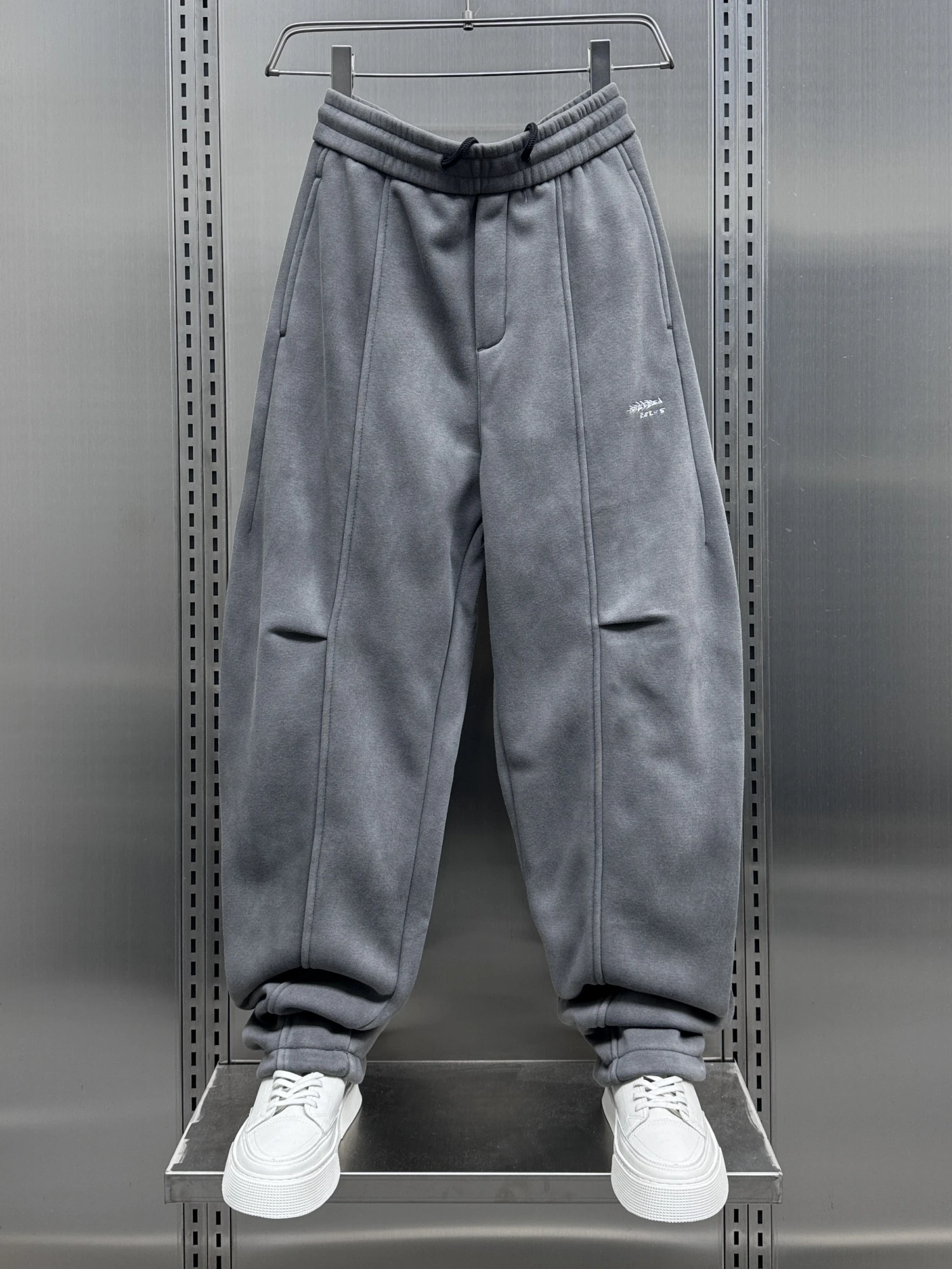 

Men's Fce Lined Thiened Casual Pants Autumn Winter Straight Leg Trousers Sports Sweatpants Loose Fit adual Color