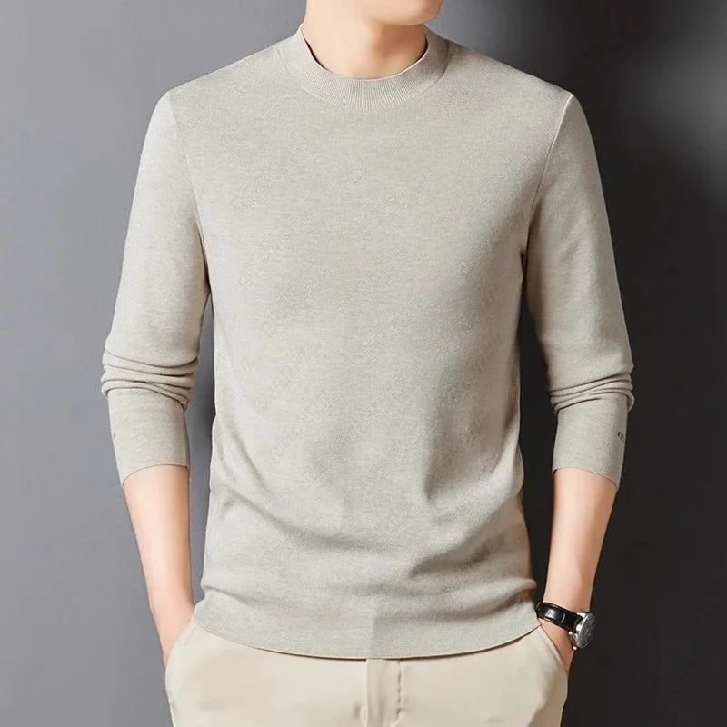 

Мужской вязаный шерстяной свитер Pierre Cardin, длинный рукав, круглый вырез, свободный крой, повседневный, базовый слой, цветной