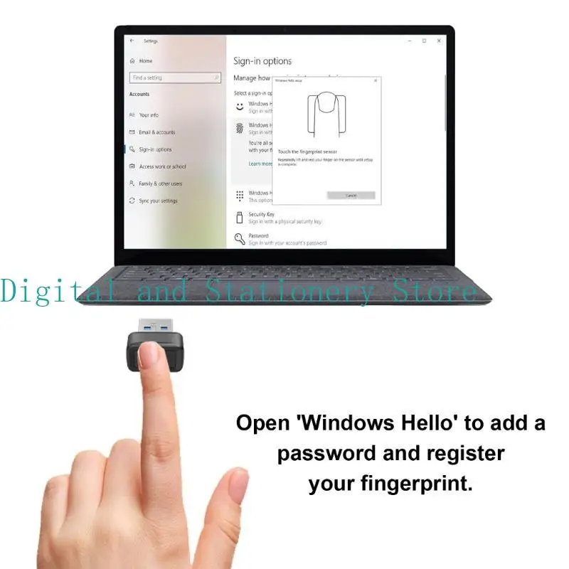 

Y1UB USB Fingerprint Key Reader Window Hello Fingerprint Reader Secure PC Access