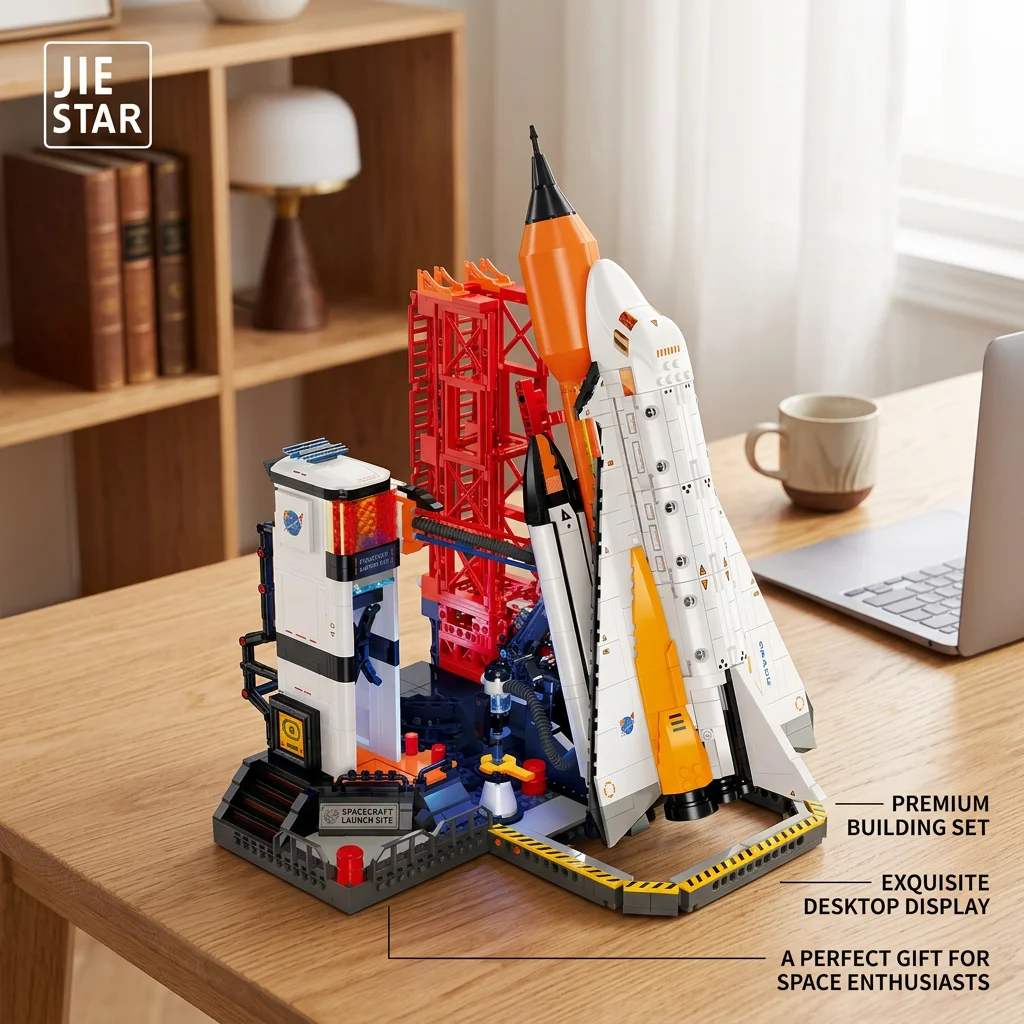 1797PCS Space Iaunch Site Building Blocks Launch Center Lunar Lander Model With Astronaut Figure City Aerospace Toys s Gifts