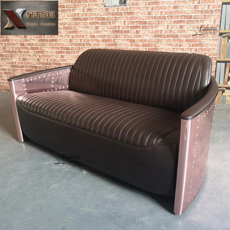 

Industrial wind 123 combination furniture aluminum leather rivets retro sofa hotel bar KTV club custom sofa