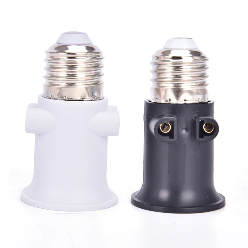 PBT Fireproof 100-240V 4A Eu Plug Connector E27 Bulb Adapter Lamp Holder Base Socket Conversion with EU Plug 1pc