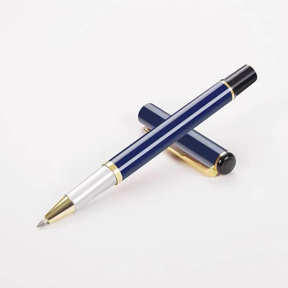 1+4Pcs/Set Office A Pen Metal Ballpoint Pen With Refill Gift Stationery Core Automatic BallPen For School Office Ink Blue Black