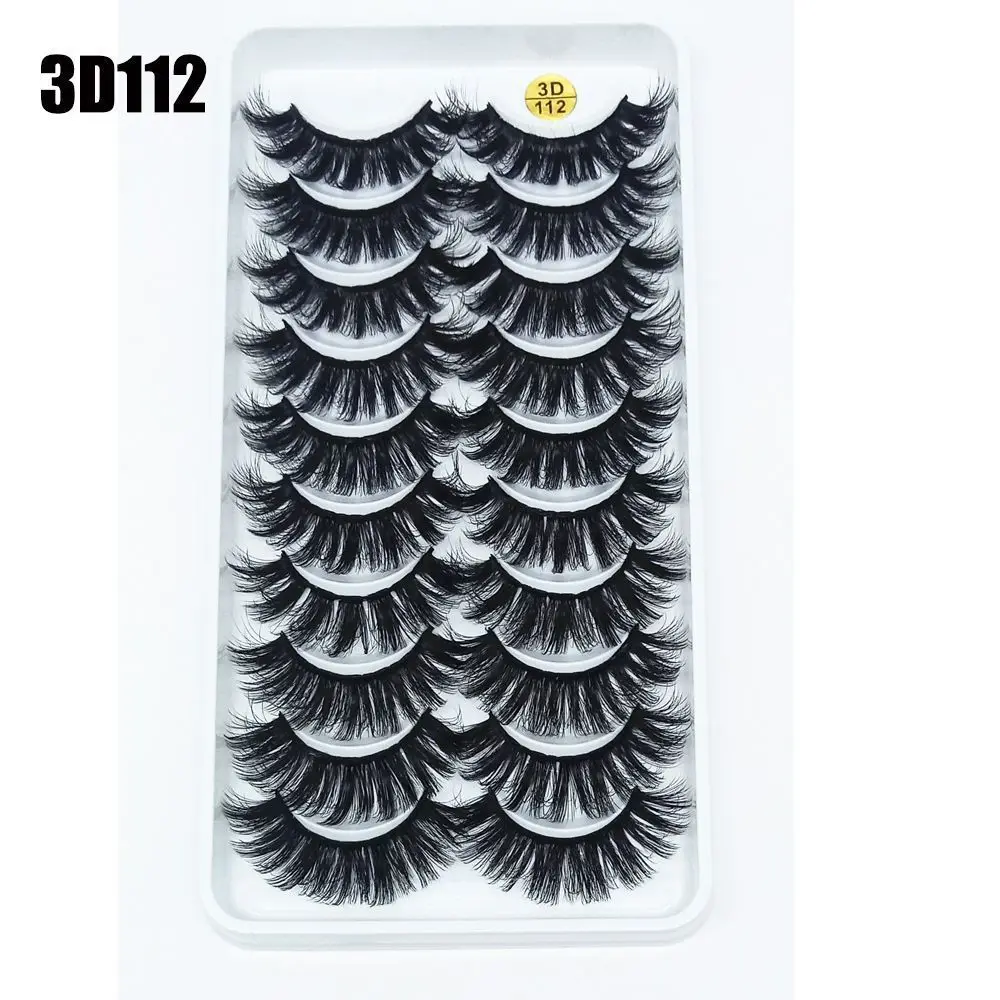 

SKONHED 10 Pairs Handmade Eye Makeup Tools Wispies Fluffy False Eyelashes 3D Mink Hair Lash Extension Full Volume Thick
