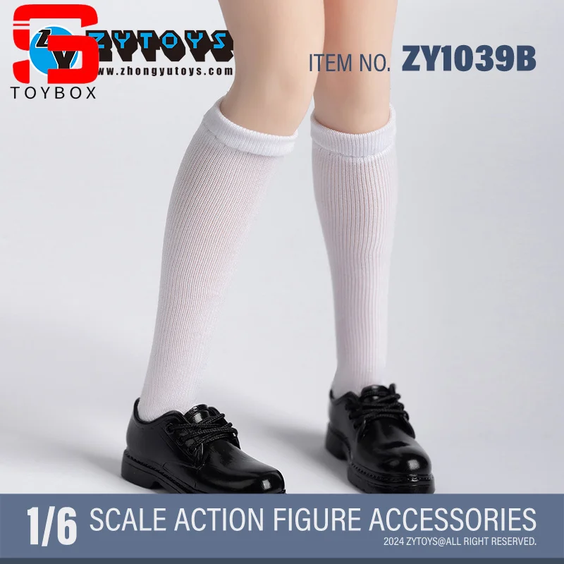W magazynie ZYTOYS ZY1039 1/6 School Girl White Black Socks Akcesoria do ubrań Model Fit 12'' Female Soldier Action Figure Body