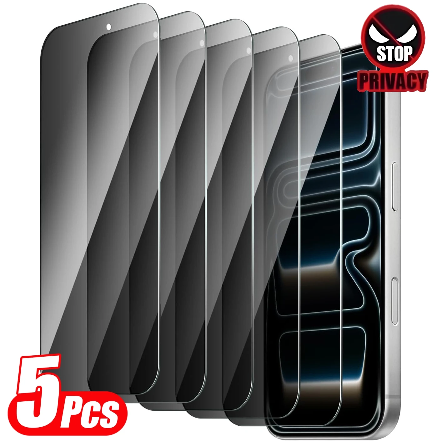 5 Stück Anti-Spy Displayschutzfolie für iPhone 11 12 13 14 15 16 17 Pro Max 14 15 16 Plus 16e 17 Air 17e Gehärtetes Glas Sichtschutzfolie