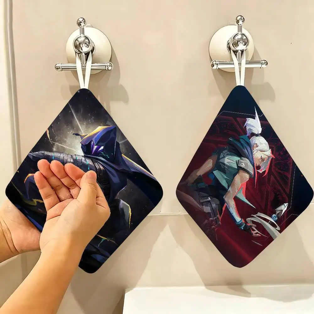Video Game V-Valorant Cool Hanging Design Hand Wiping Towel, Polyester Cotton Fabric, Universal for Bathroom Kitchen