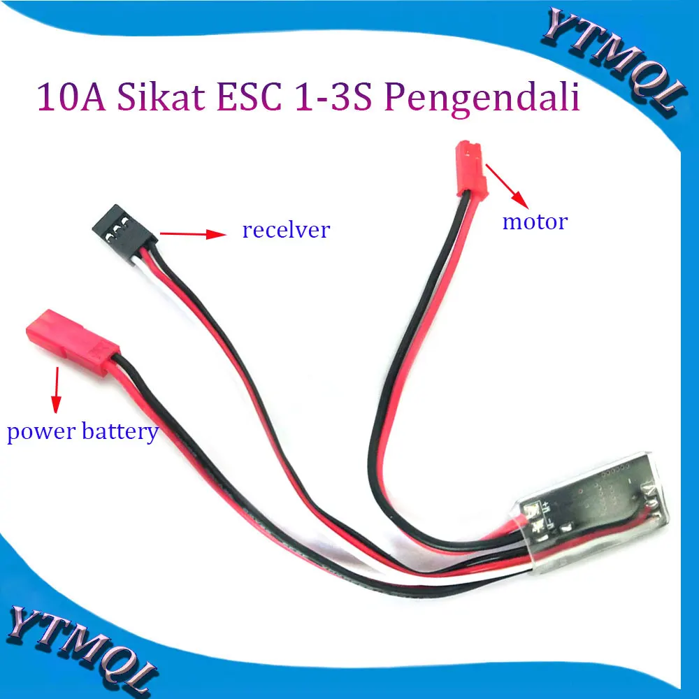 1Pcs 10A Sikat ESC 1-3S Pengendali Kecepatan Motor Dua Arah dengan Rem/Tanpa Rem 1A BEC untuk Kendaraan RC Model Perahu Mobil