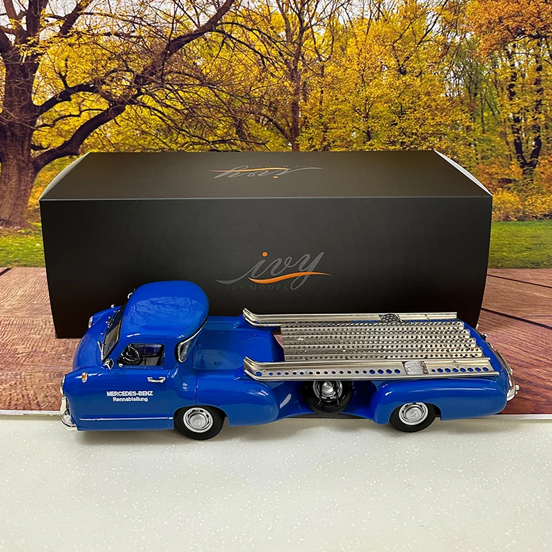 IVY 1:18 1954 fo Benz Silver Arrow Transport vehicle trailer Blue Wonder Car model Alloy car mould Send to a friend Holiday gift