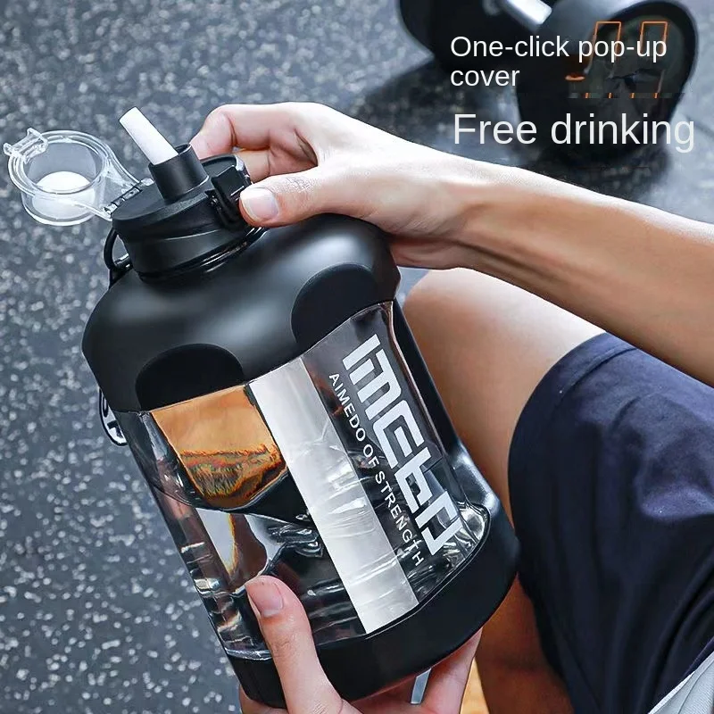 2.8L Large Capacity Sports Water Bottle Outdoor Fitness Kettle Gradient Plastic Water Cup Students Portable Big Ton Ton Barrel