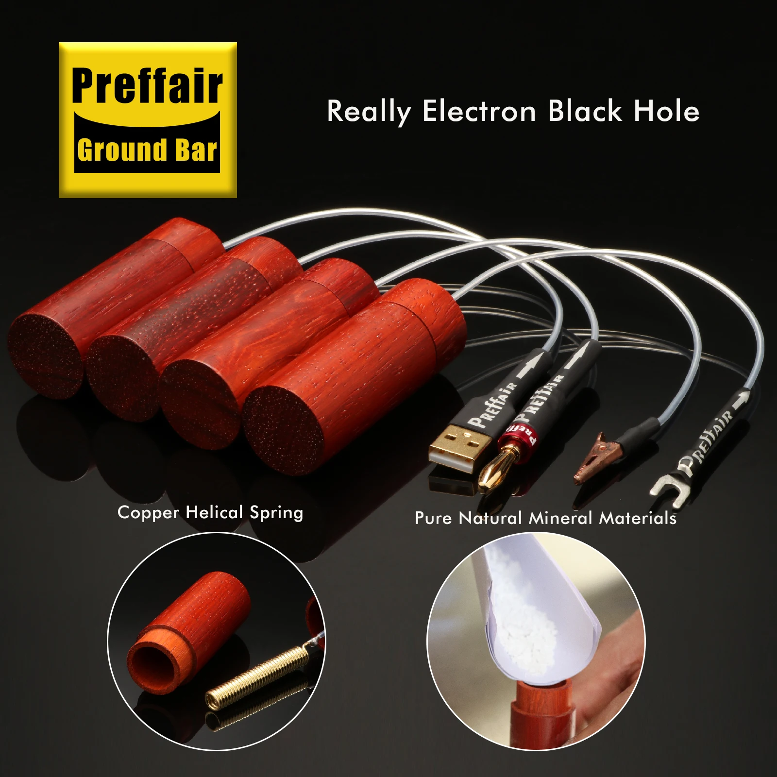 1pcs Static Eliminator Audiophile Tourmaline Ground Loop Noise Isolator GND Anti-Interference Electronic Black Hole Saver