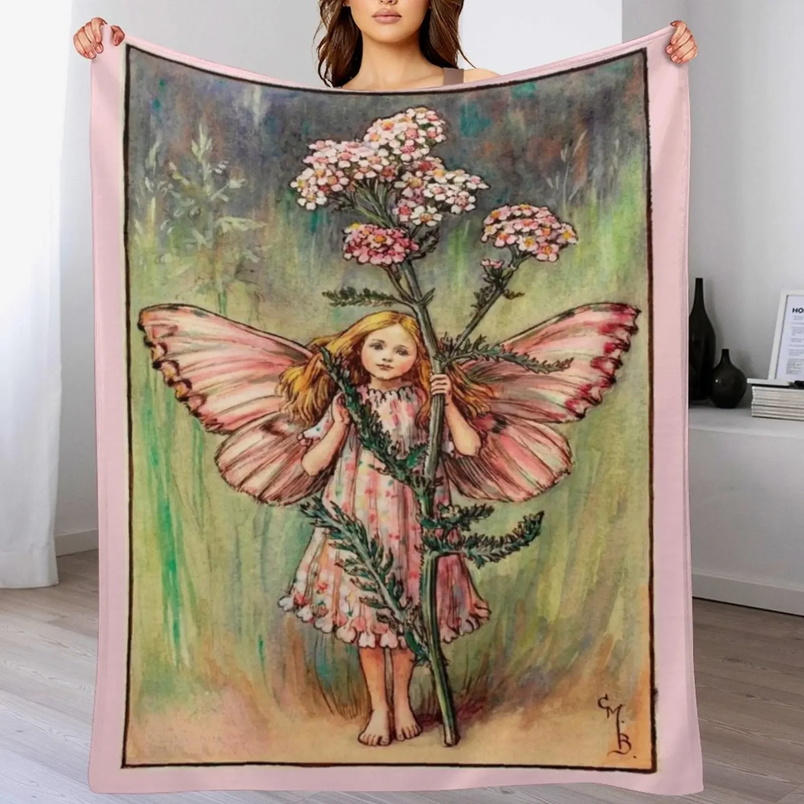 

The Yarrow Fairy Vintage illustration Throw Blanket Sofas Blankets For Bed Beautifuls blankets and throws Blankets