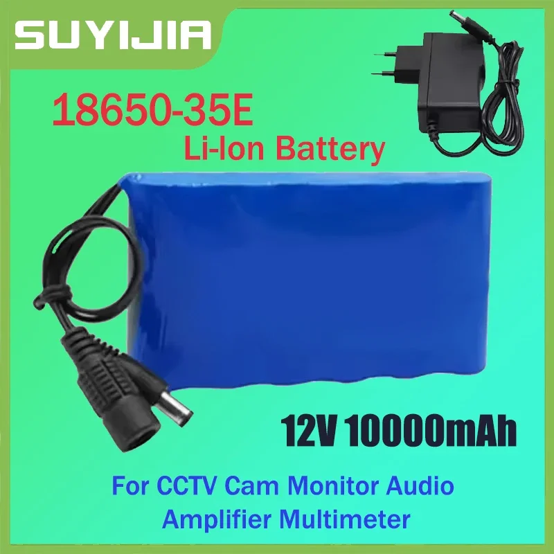 

18650 Battery 12V 10000mAh 18650 Lithium-ion Rechargeable Battery Pack Built-in BMS CCTV Cam Monitor Audio Amplifier Multimeter