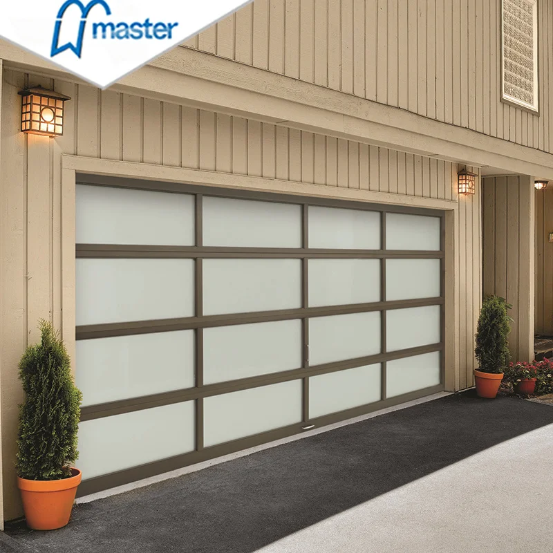 16x7 16x8 Full View Glass Garage Door Fashion Type Automatic Electric Remote Control Sectional Glass Garage Door