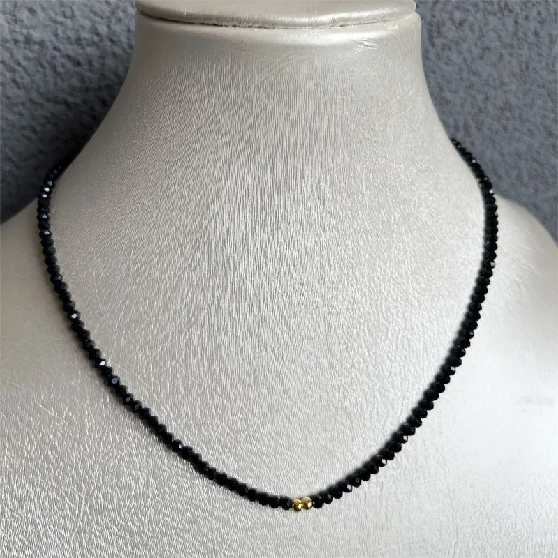40cm+5cm Fashion Brand Simple Black Spinel Beads Short Necklace Female Jewelry Women Choker Bijoux Femme Ladies Party 2023