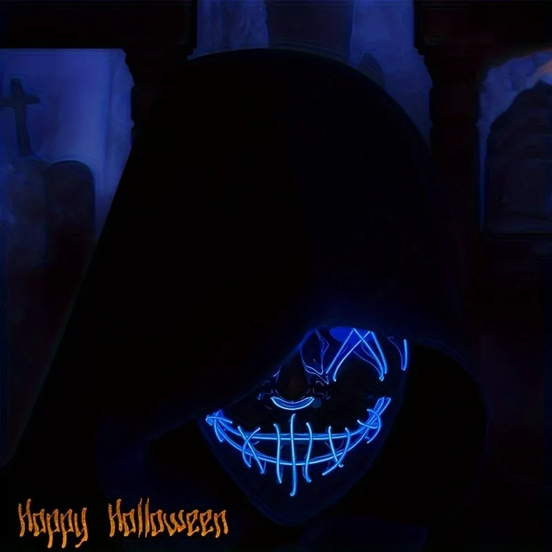 สายไฟ LED Light Up V Face หน้ากากสยองขวัญน่ากลัวคอสเพลย์เครื่องแต่งกาย Prop สําหรับปาร์ตี้ฮาโลวีน Masquerade แต่งตัวตกแต่ง