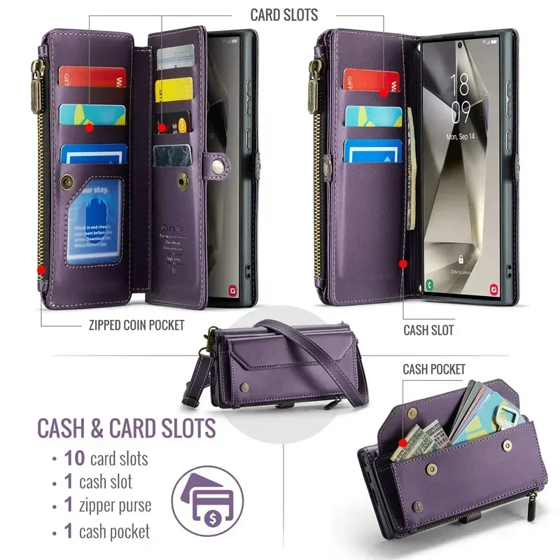 Luxury Leather Case For Samsung Galaxy A22 A13 A52 A33 A53 A23 A51 A72 S20 FE S21 S22 Ultra Plus Note 10 20 Wallet Flip Cover